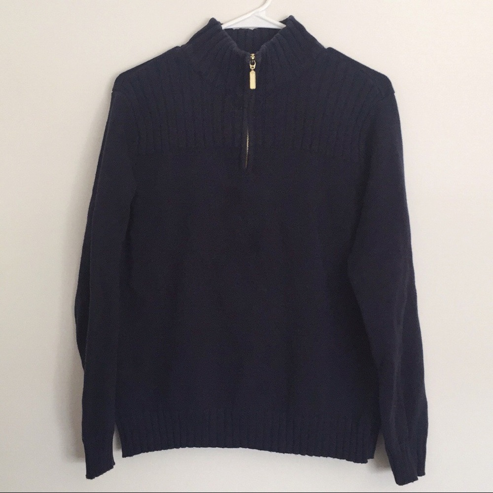 Karen Scott Navy Blue Quarter Zip Pullover